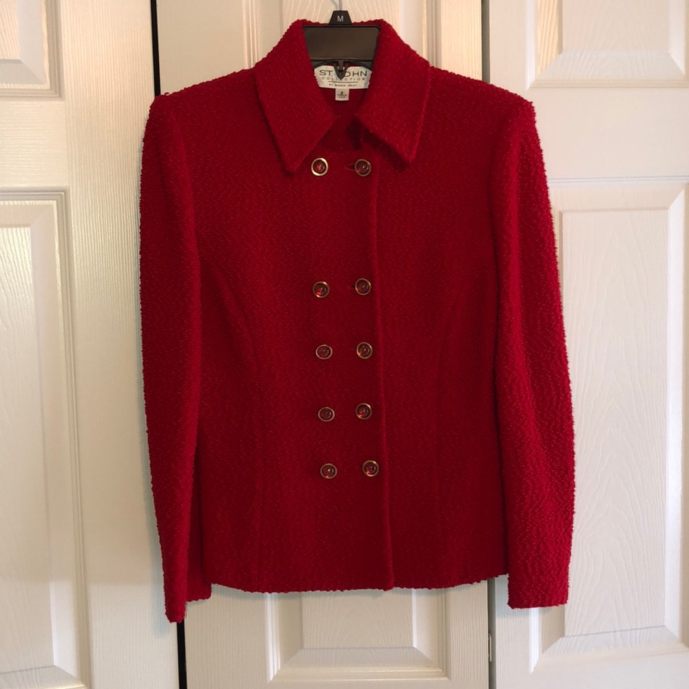 Perfect for the Holidays! Red St. John coat.